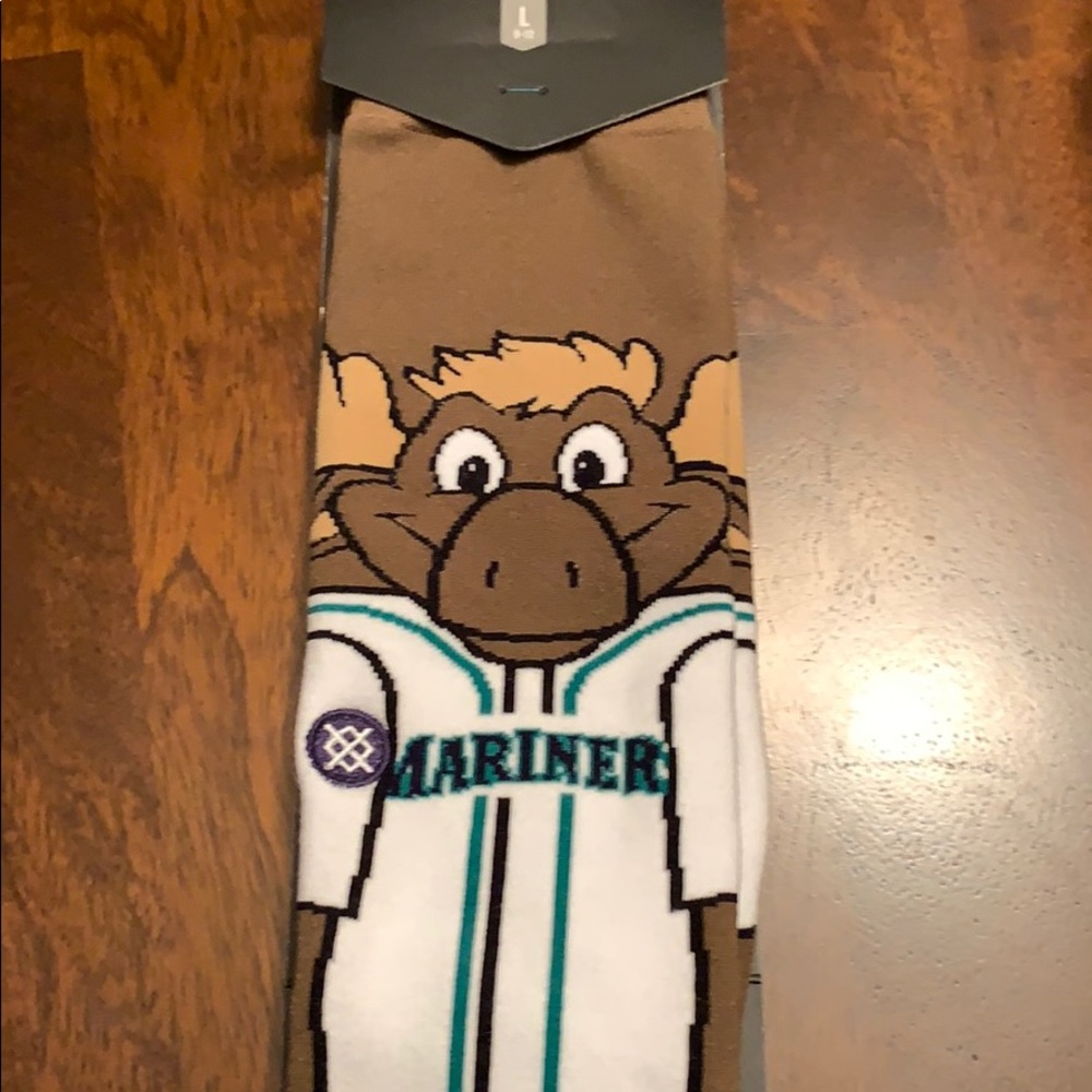 Seattle Mariners Mariner Moose Mascot Stance Socks